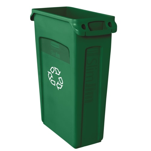 Rubbermaid Vented Slim Jim 23 Gallon Recycling Container, Green